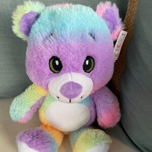 Fiesta Rainbow Plush Teddy Bear Stuffed Animal Pastel Multicolor 15” Soft Toy